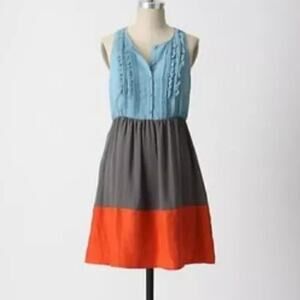 Anthropologie Moulinette Soeurs Sabine Colorblock Ruffle Dress • Size 10 🗣